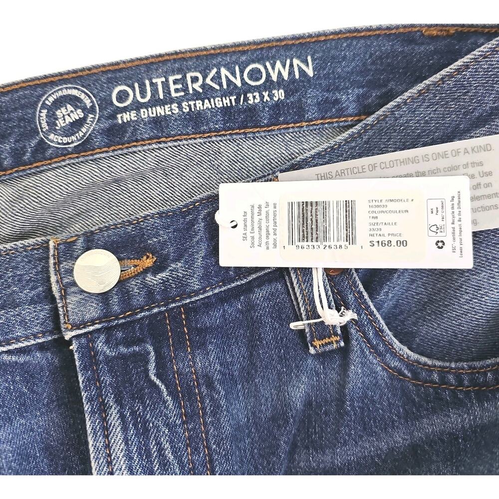 Outerknown ~Men's 33×30~ Blue Denim Sea Jeans The Dunes Straight Organic Cotton. - Picture 13 of 16